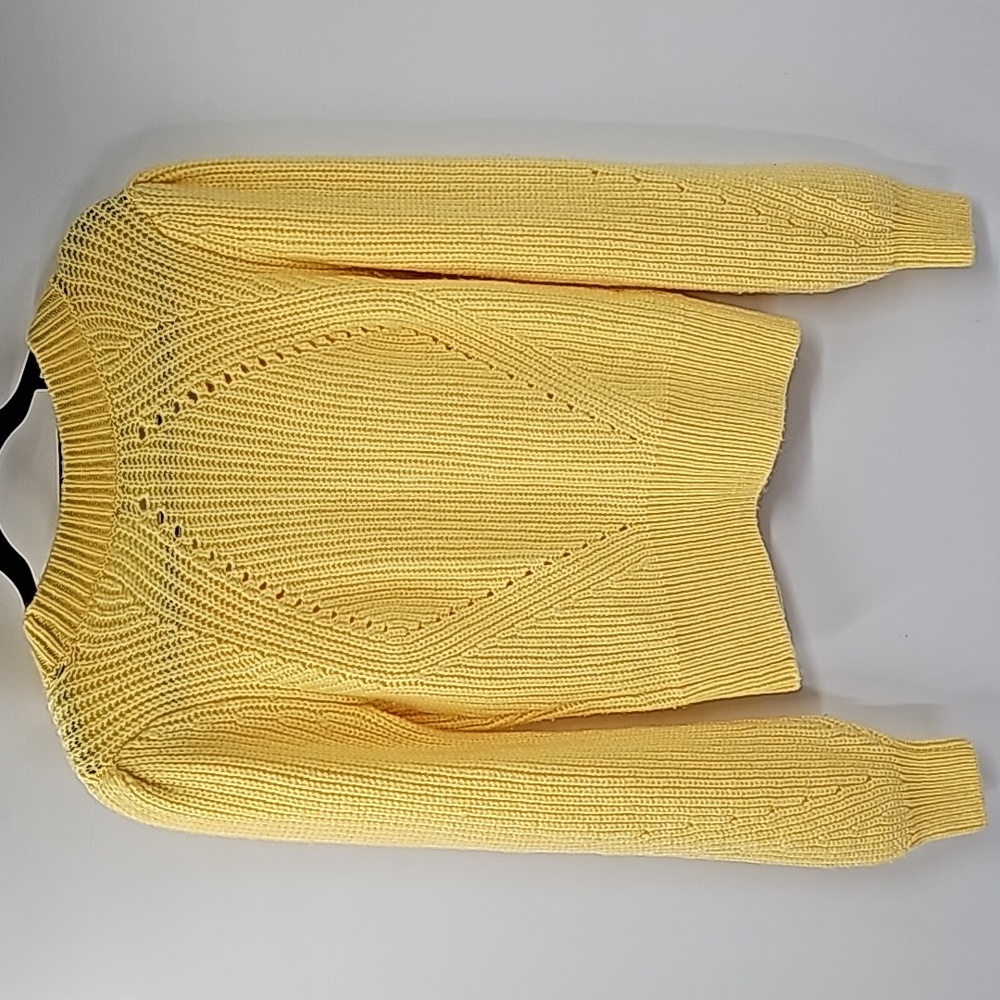 Yellow V-Neck Button Cardigan Sweater - Picture 9 of 16
